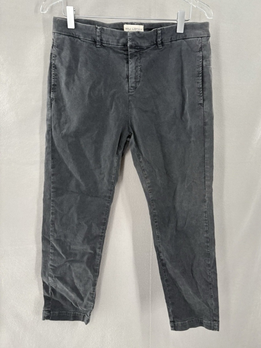 NILI LOTAN 6 Slim Stretch Twill Raw Hem Light Grey Pants